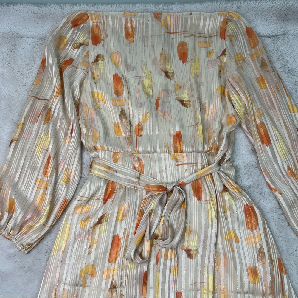 Saint Tropez Elegant Orange Gold Patterned Wrap Dress Size Small New with Tag - Picture 12 of 14
